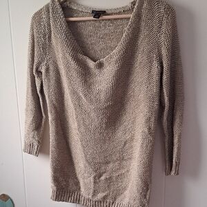 Light Beige V-Neck Knit Sweater - Ladies
